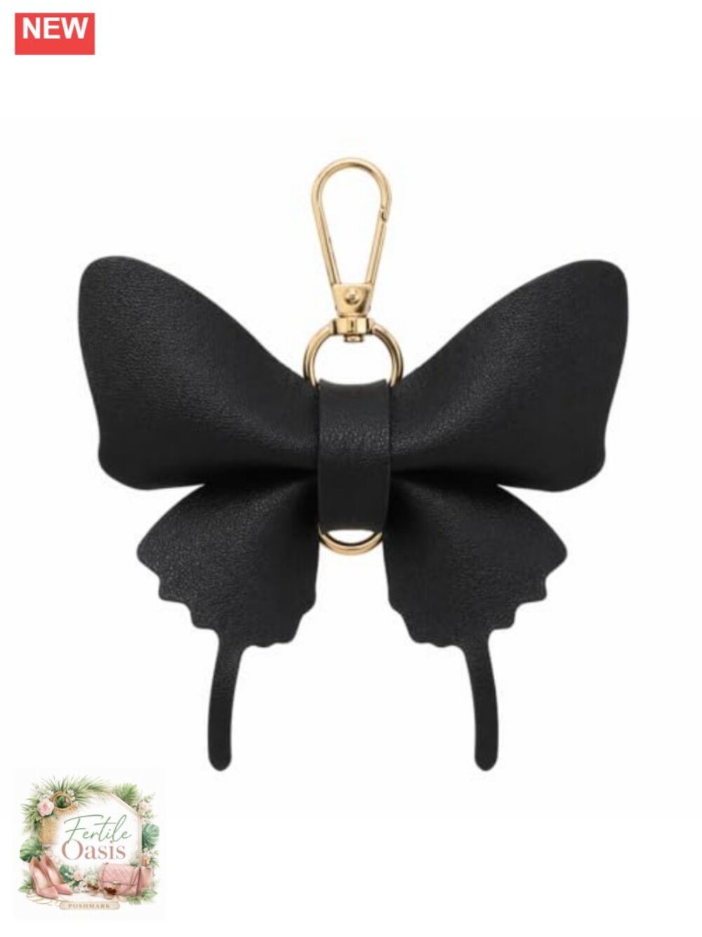 Butterfly Bow Keychain PU Leather Bag Charm with Lobster Clasp